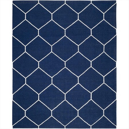 Safavieh 9 x 12 ft. Rectangle- Contemporary Dhurries Navy And Ivory Flatweave Rug DHU635D-9